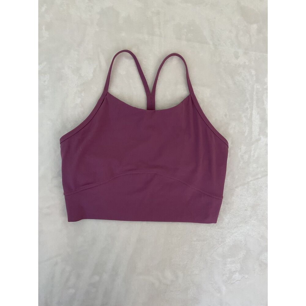 Stori sports bra top plum purple size M long cut built in bra racerback